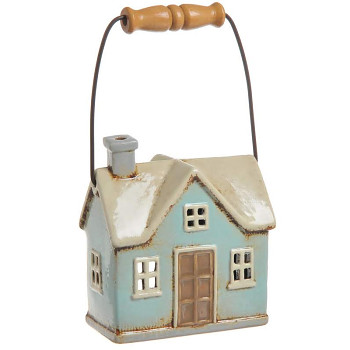 Keramický domek s držátkem - svícen na light svíčku 7,5cmH