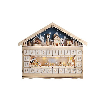 LED adventní kalendář - horská chata Solight, 10x LED, 50x40cm, 2x AA