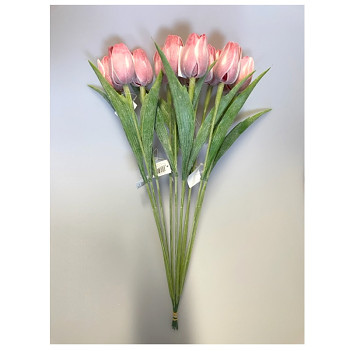 Plastový tulipán s drátkem ve stonku 5cm/dl.40cm - White Red