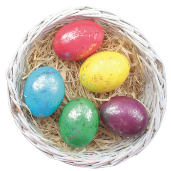 Barvy na vajíčka gelové se stříbrným efektem, 5 ks, rukavice