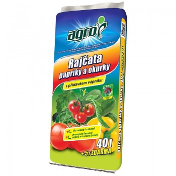 AGRO SUBSTRÁT PRO RAJČATA, PAPRIKY A OKURKY 40L + 5L